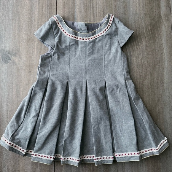 NWT TAHARI girls pleated mini party dress gold buttons up back size 4T - Picture 1 of 5